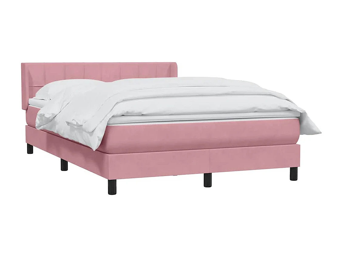 Cama box spring com colchão 160x210 cm veludo rosa