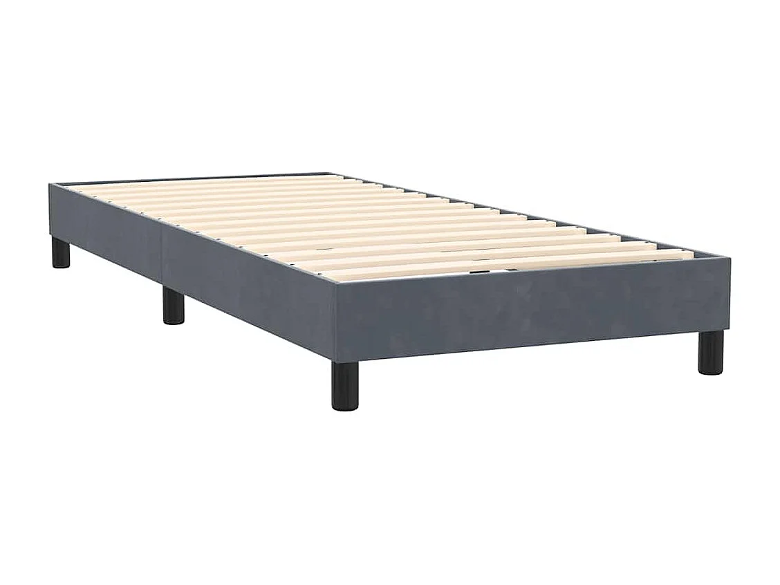 Cama box spring con colchón terciopelo gris oscuro 90x220 cm