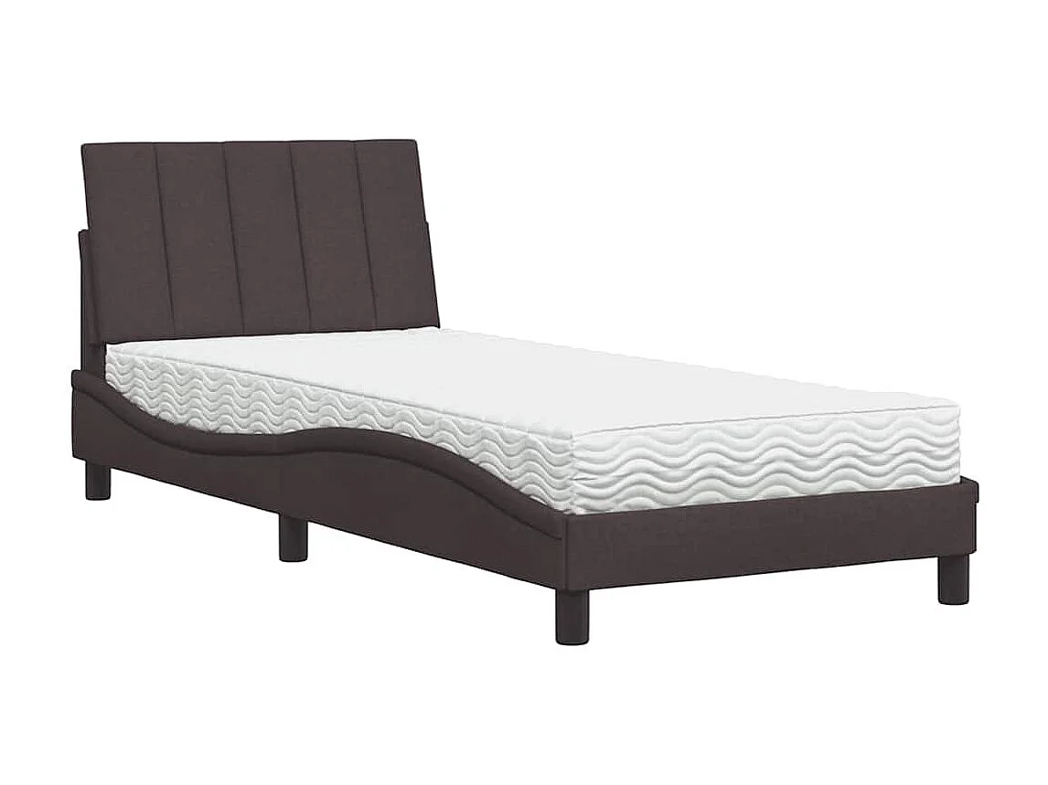 Lit avec matelas marron foncé 90x200 cm tissu