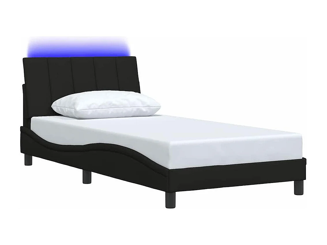 Estrutura de cama sem colchão 100x200 cm tecido preto