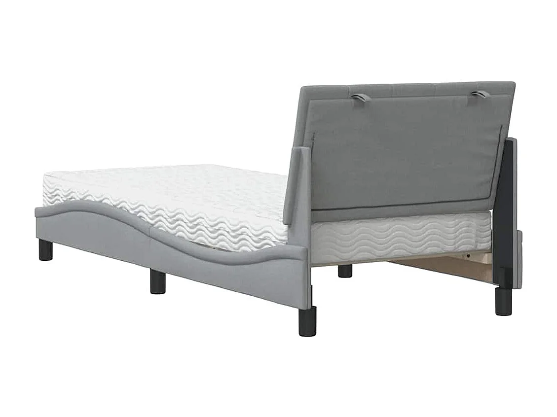 Lit avec matelas gris clair 90x200 cm tissu
