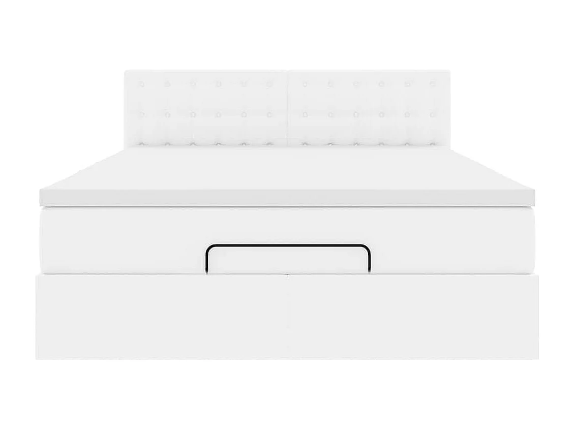 Cadre de lit ottoman et matelas blanc pur 140x190 cm similicuir