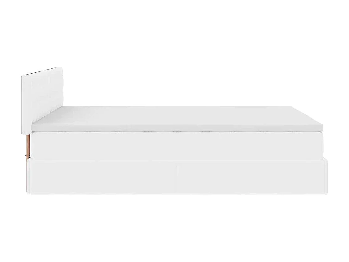 Cadre de lit ottoman et matelas blanc pur 140x190 cm similicuir