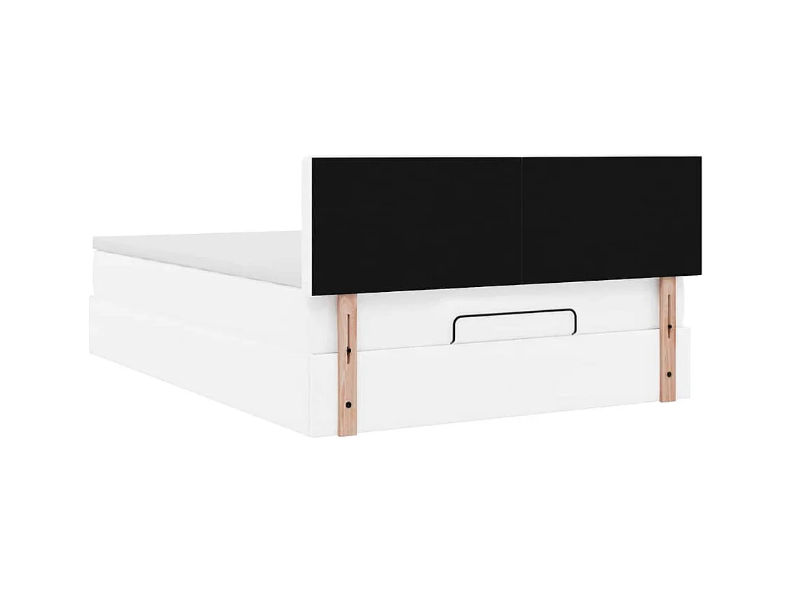 Cadre de lit ottoman et matelas blanc pur 140x190 cm similicuir
