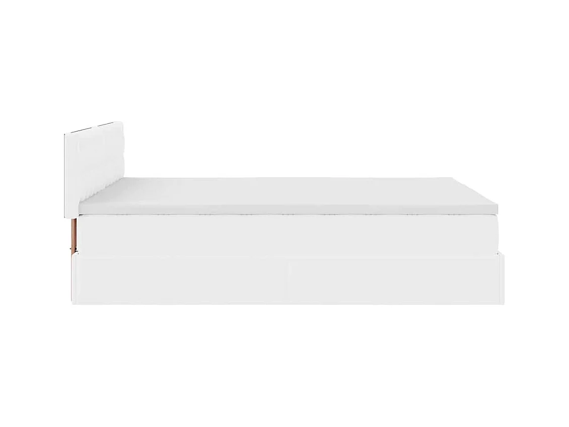Cadre de lit ottoman et matelas blanc pur 140x190 cm similicuir