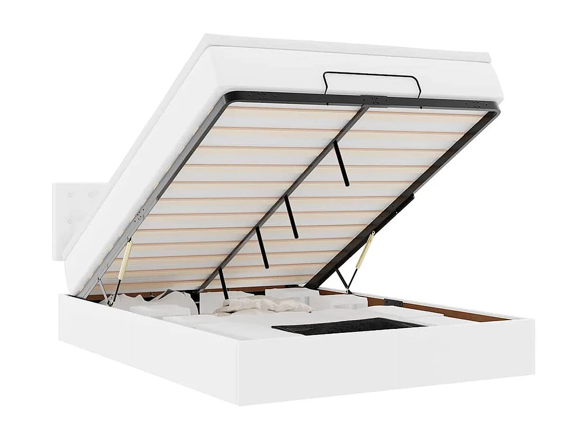 Estrutura de cama otomana com colchão 140x190 cm branco puro