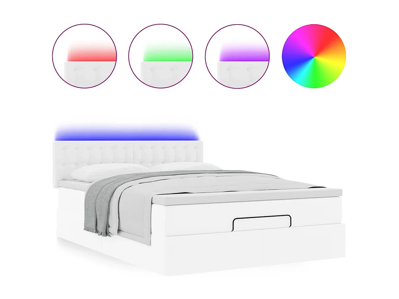 Estrutura de cama otomana com colchão 140x190 cm branco puro