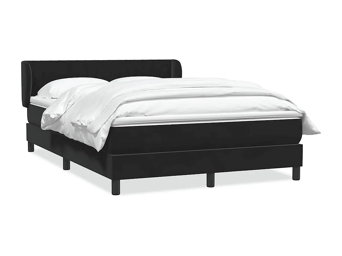 Sommier à lattes de lit avec matelas noir 140x210 cm velours