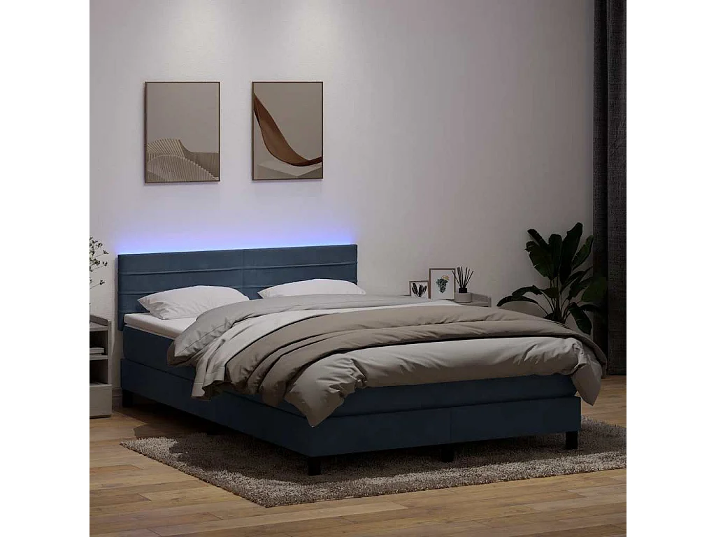 Cama com molas/colchão 140x220 cm veludo cinzento-escuro