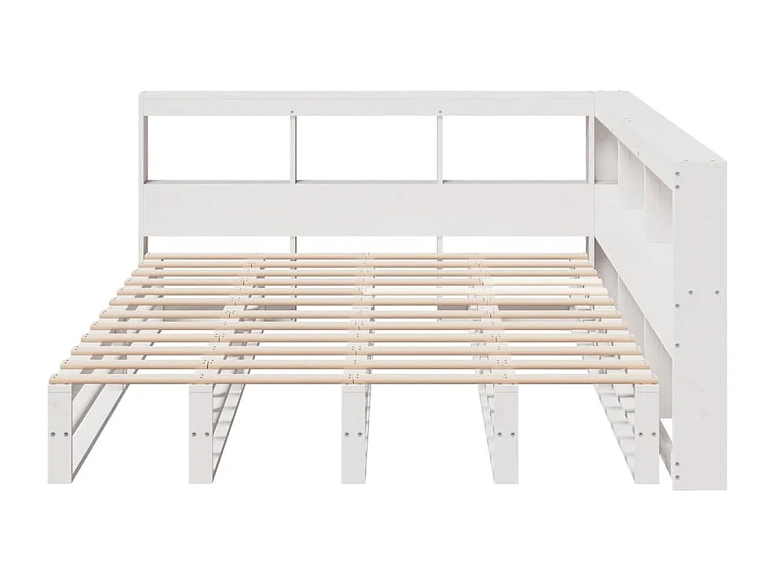 Cama com estante sem colchão 135x190 cm pinho maciço branco