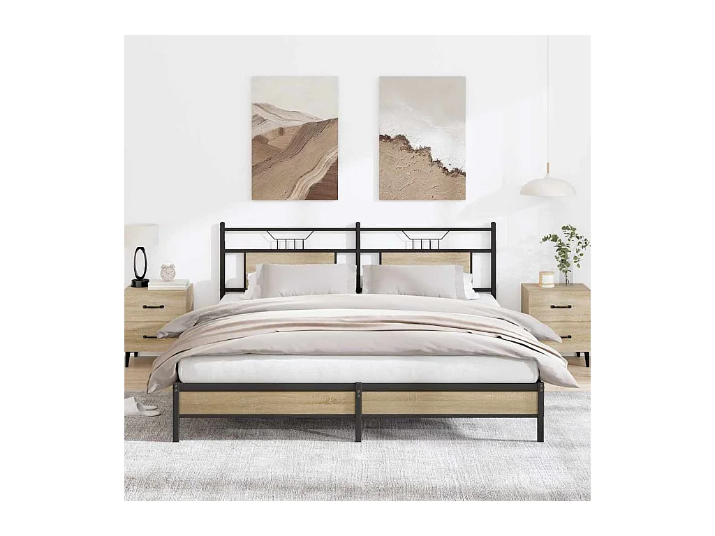 Estructura de cama sin colchón 183x203 cm madera roble Sonoma