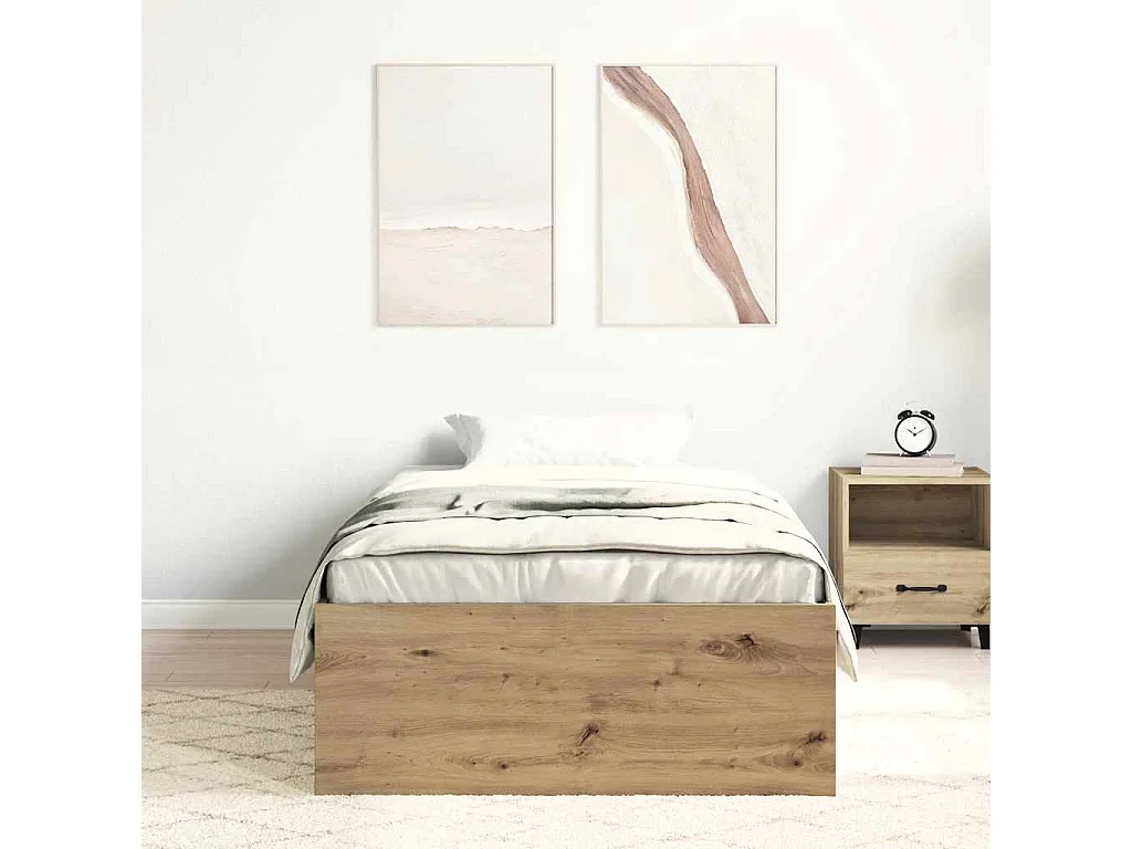 Estructura de cama sin colchón roble artesanal 100x200 cm