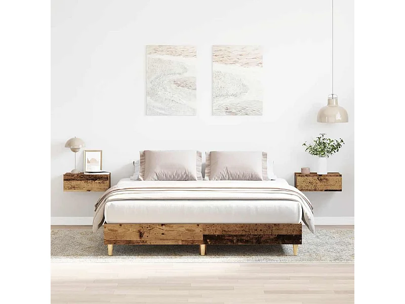 Cadre de lit sans matelas vieux bois 150x200 cm bois ingénierie