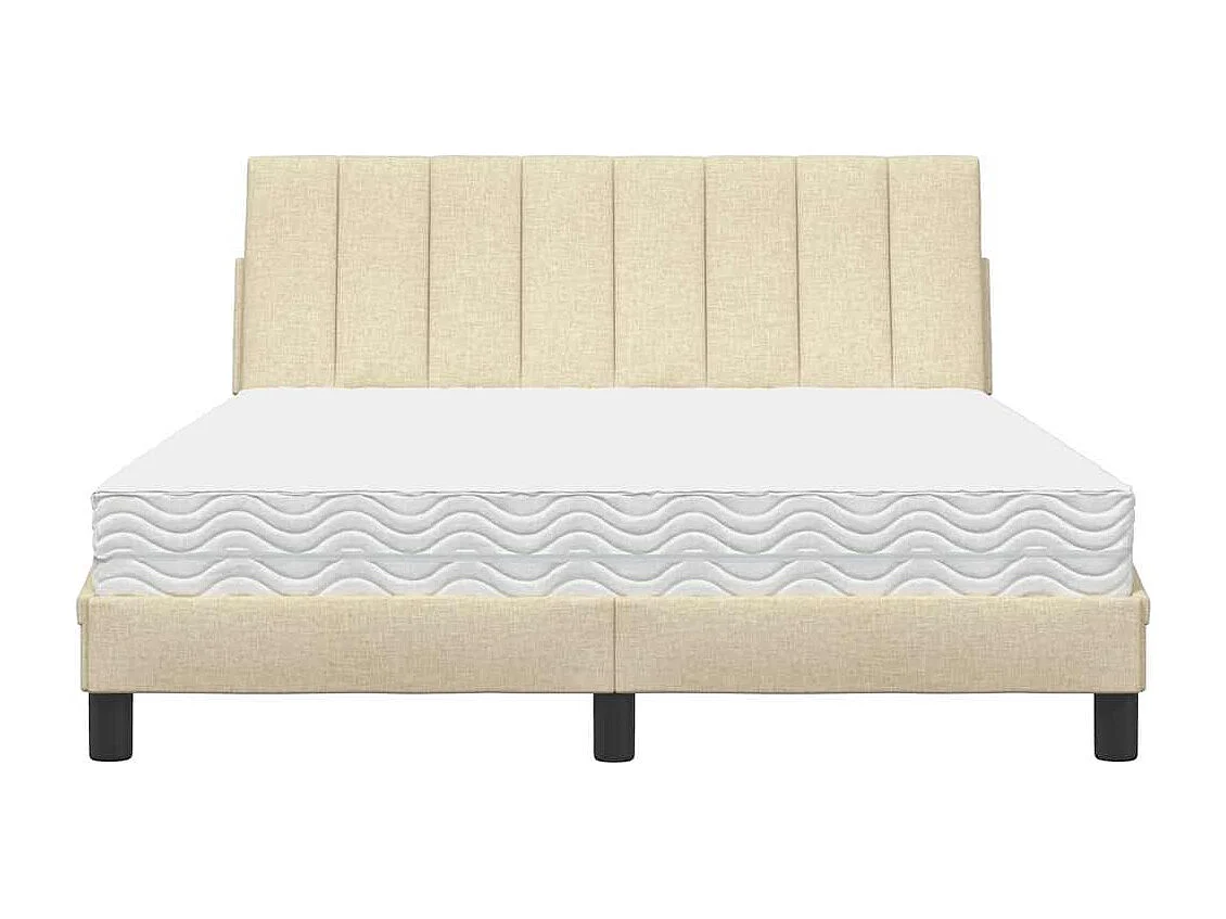 Lit avec matelas crème 140x190 cm tissu