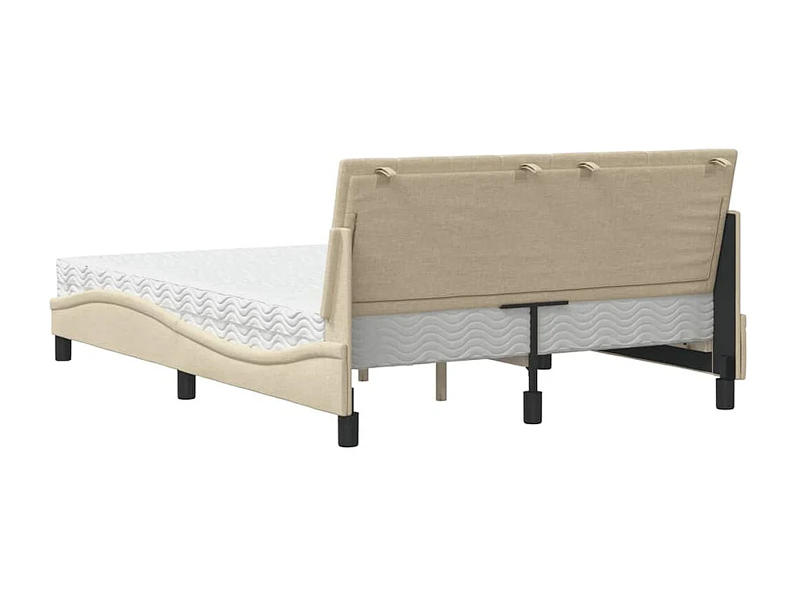 Lit avec matelas crème 140x190 cm tissu