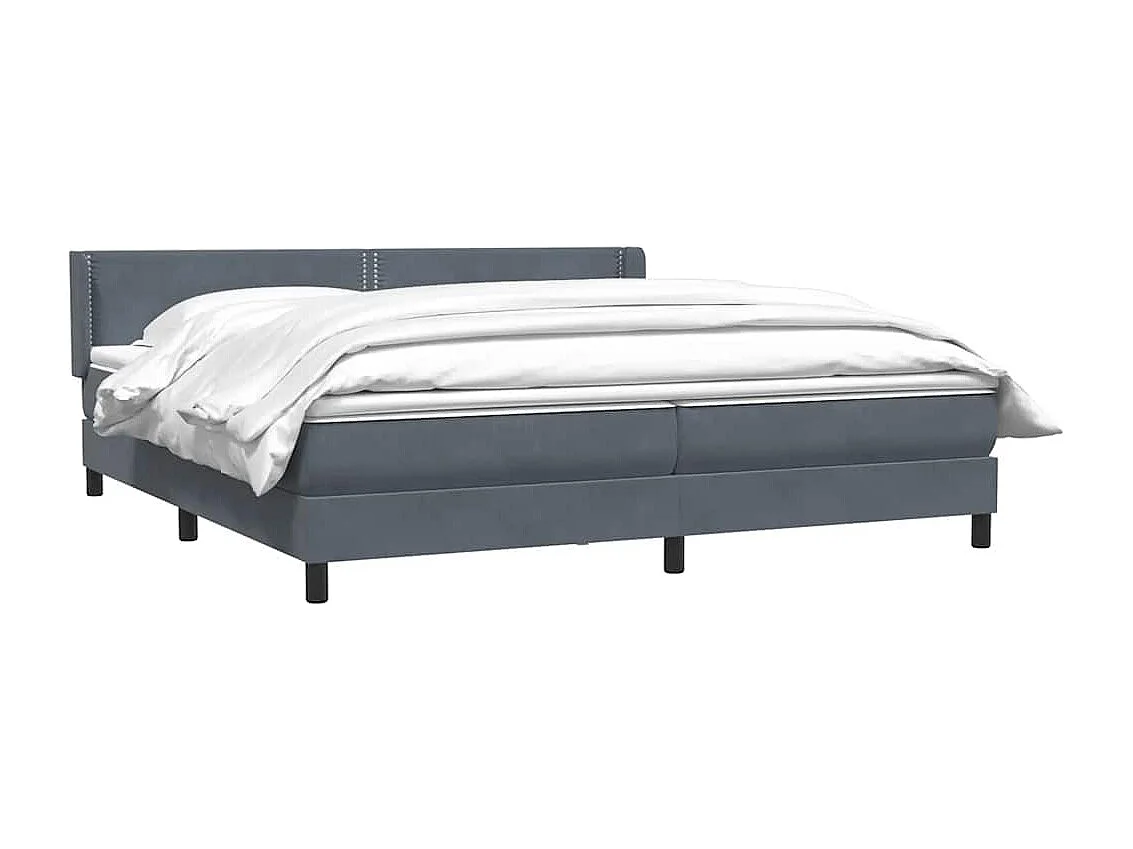 Cama com molas/colchão 180x210 cm veludo cinzento-escuro