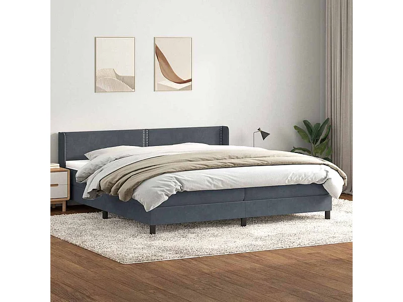 Cama com molas/colchão 180x210 cm veludo cinzento-escuro