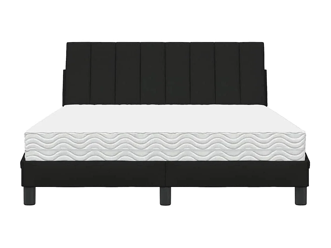Lit avec matelas noir 140x200 cm tissu