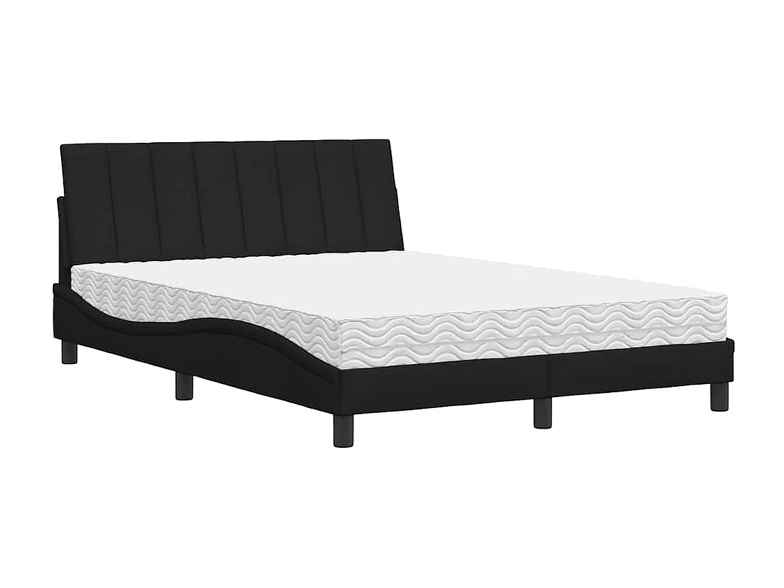 Lit avec matelas noir 140x200 cm tissu
