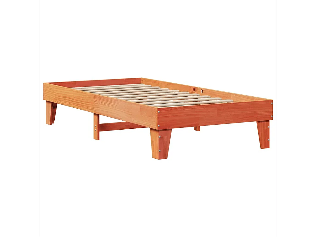 Cama con estantería sin colchón madera maciza marrón 75x190 cm