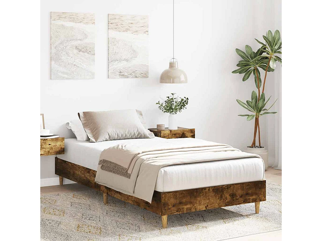 Cadre de lit sans matelas chêne fumé 100x200 cm bois ingénierie