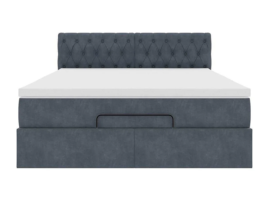 Estructura cama otomana colchón terciopelo gris oscuro