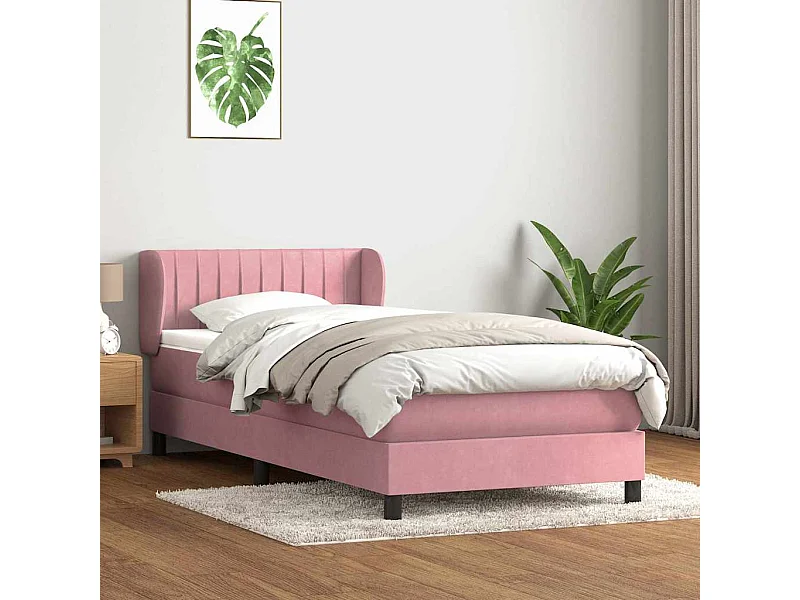 Boxspring met matras fluweel roze 90x210 cm
