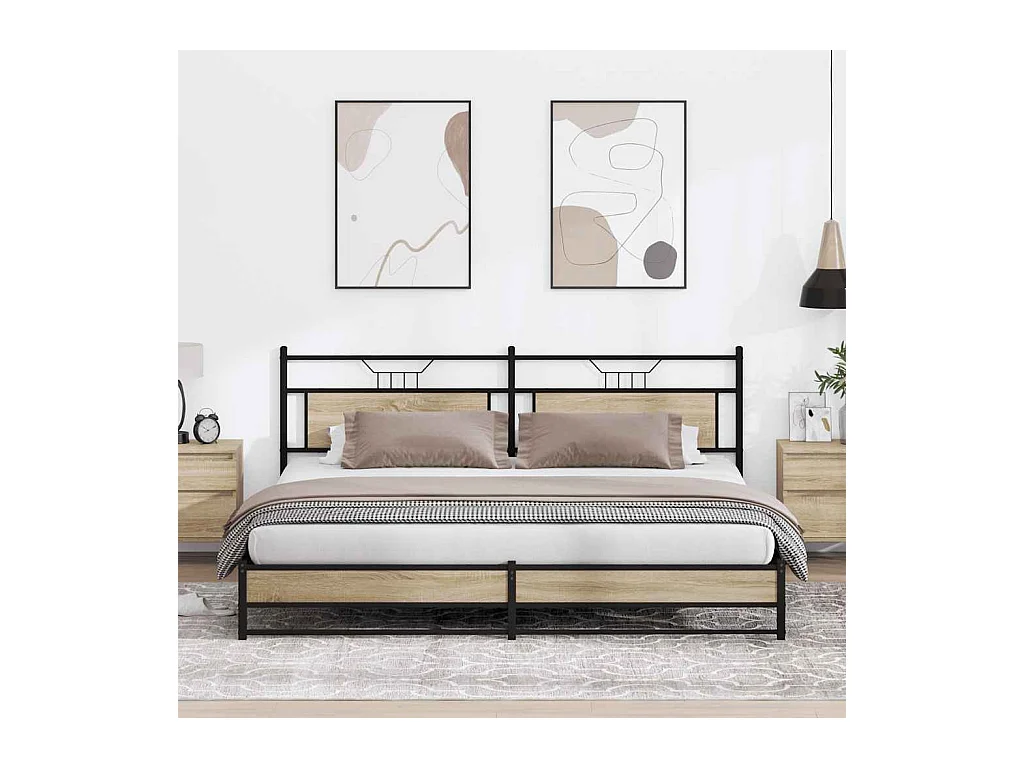 Bedframe zonder matras metaal sonoma eikenkleurig 193x203 cm