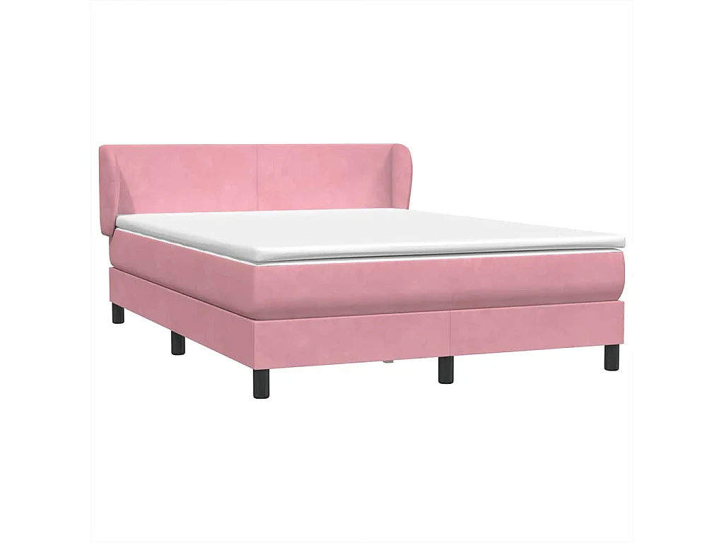 Cama com molas/colchão 140x210 cm veludo Rosa