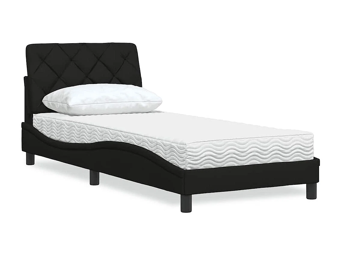 Cama com colchão 80x200 cm tecido preto