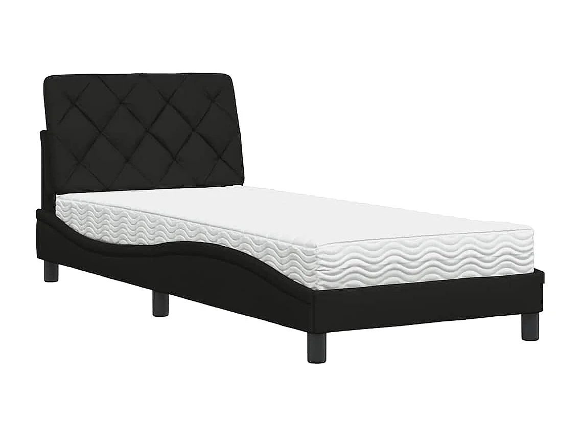 Cama com colchão 80x200 cm tecido preto