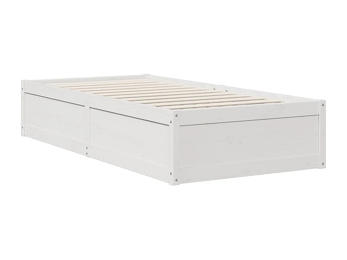 Lit bibliothèque sans matelas blanc 75x190cm bois de pin massif