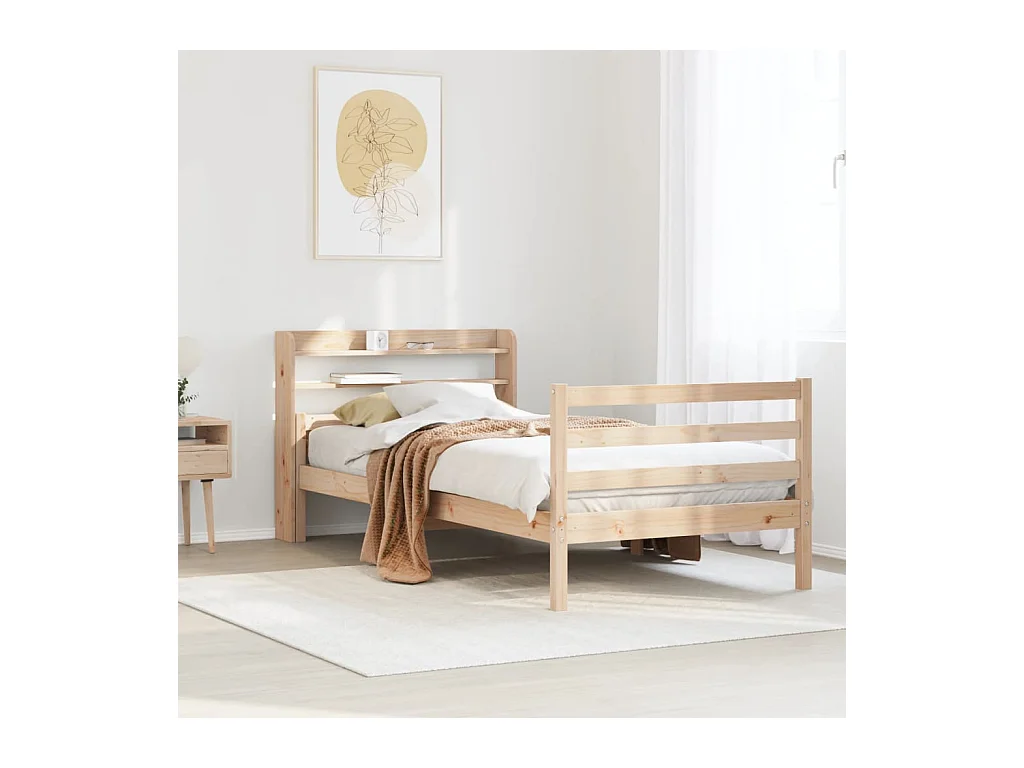 Estructura de cama con cabecero madera maciza pino 100x200 cm