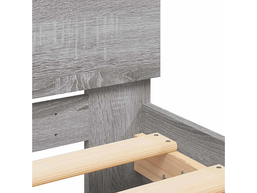 Cadre de lit avec tête de lit et LED sonoma gris 140x190 cm