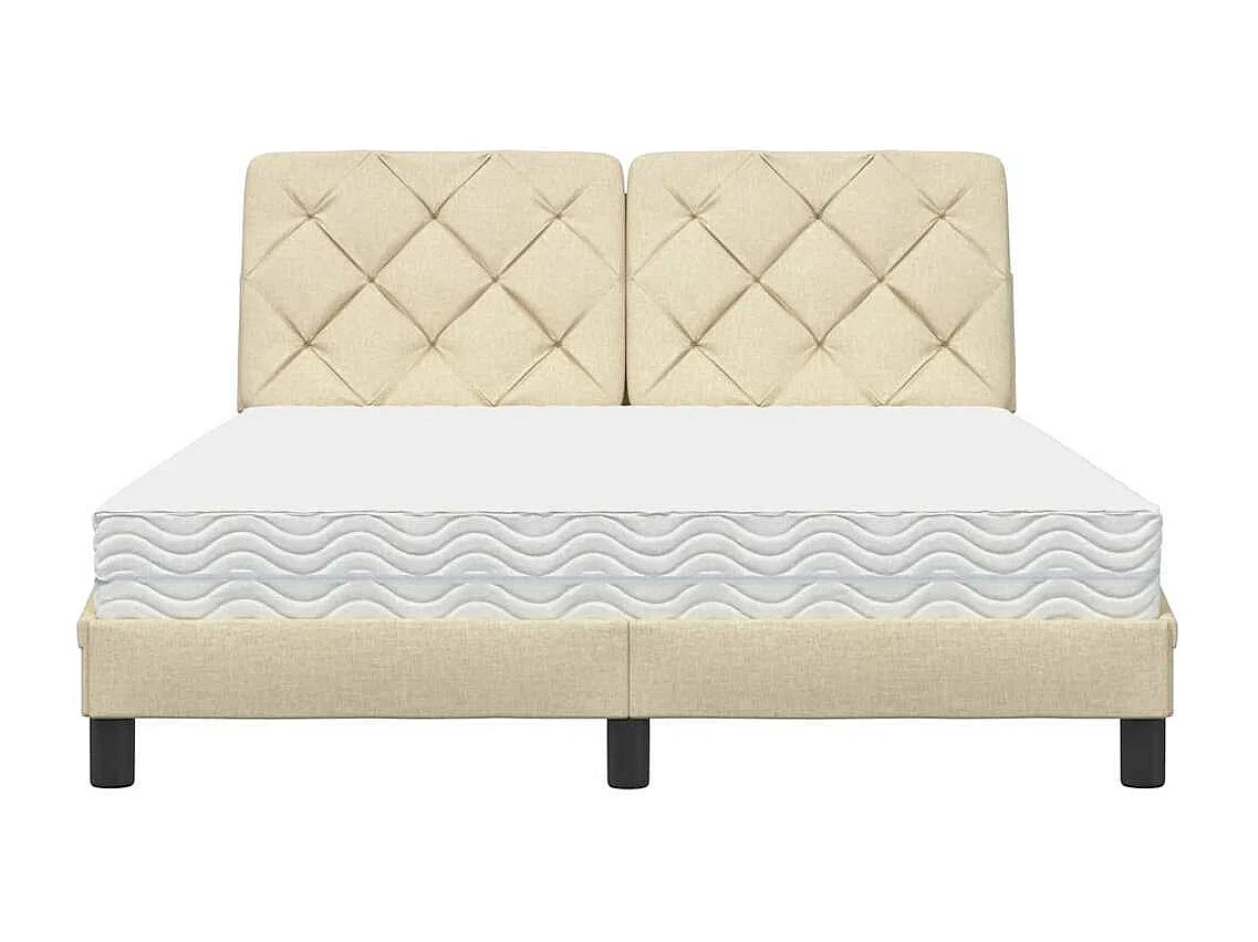 Lit avec matelas crème 120x200 cm tissu