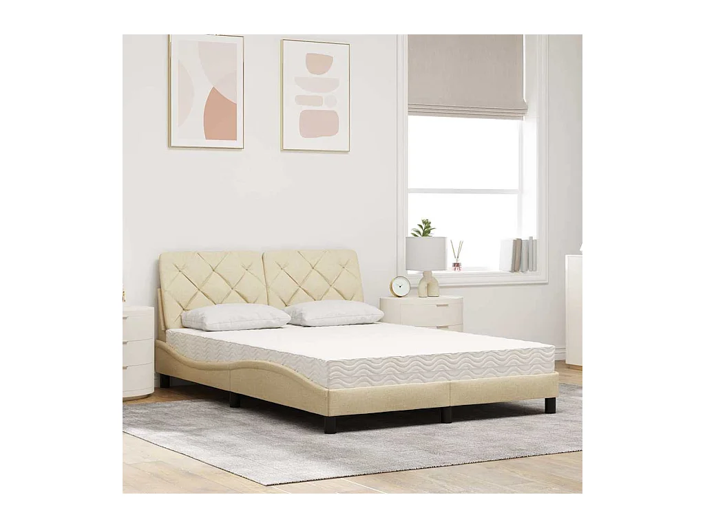 Cama com colchão 120x200 cm tecido cor creme