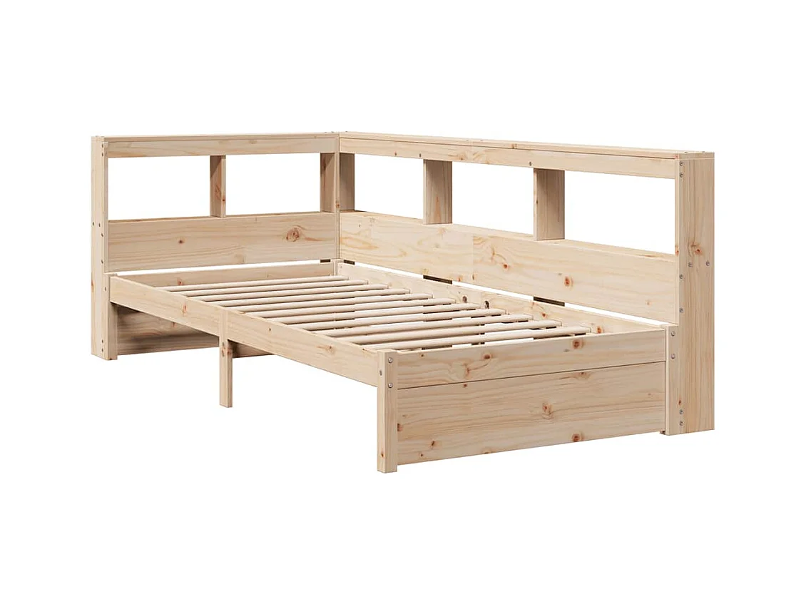 Bed met boekenkast zonder matras massief grenenhout 90x190 cm