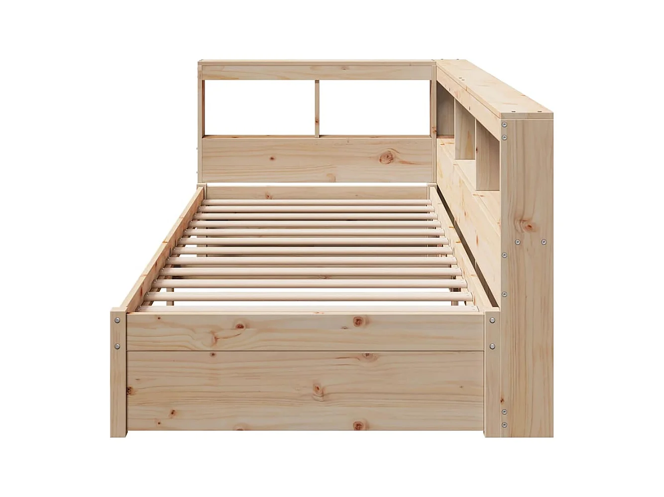 Bed met boekenkast zonder matras massief grenenhout 90x190 cm