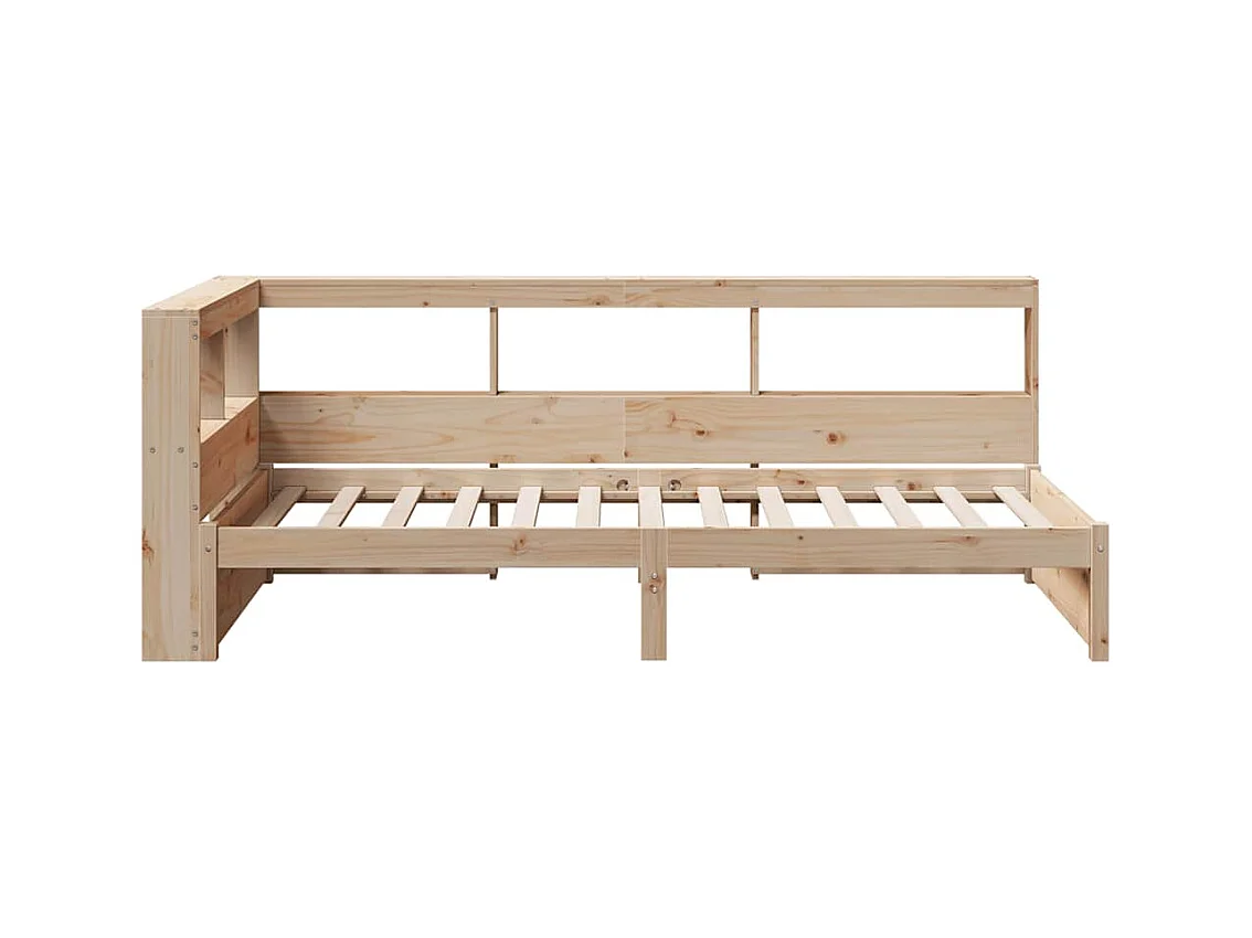 Bed met boekenkast zonder matras massief grenenhout 90x190 cm