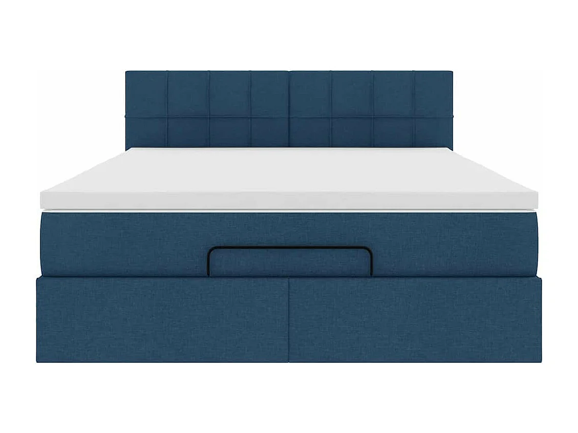Cama otomana con colchón tela azul 140x190 cm