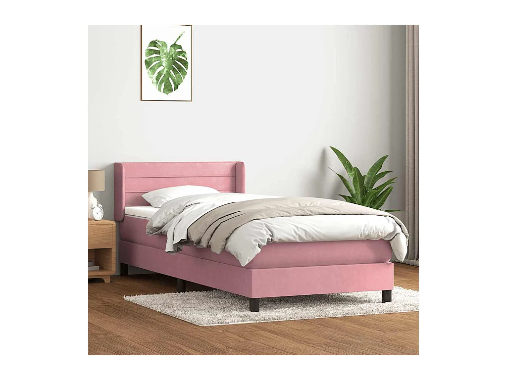 Boxspring met matras fluweel roze 80x220 cm