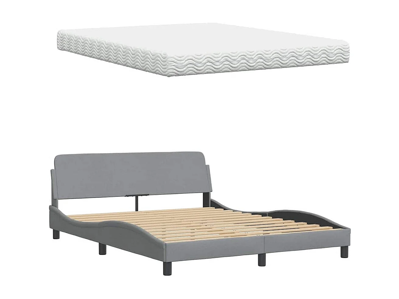 Bed met matras stof lichtgrijs 160x200 cm