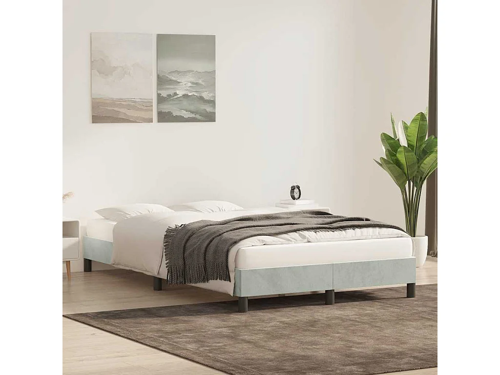 Cadre de lit sans matelas gris clair 80x220 cm velours