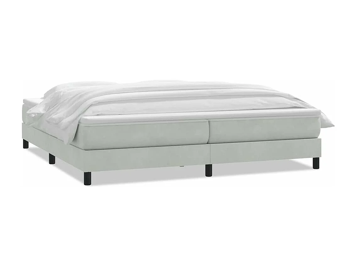 Sommier à lattes de lit et matelas gris clair 180x220cm velours