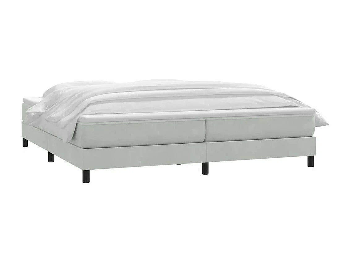 Sommier à lattes de lit et matelas gris clair 180x220cm velours