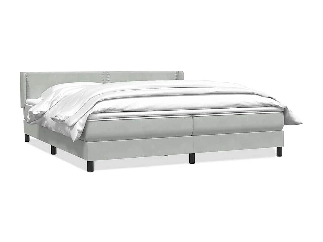 Cama com molas/colchão 180x210 cm veludo cinzento-claro