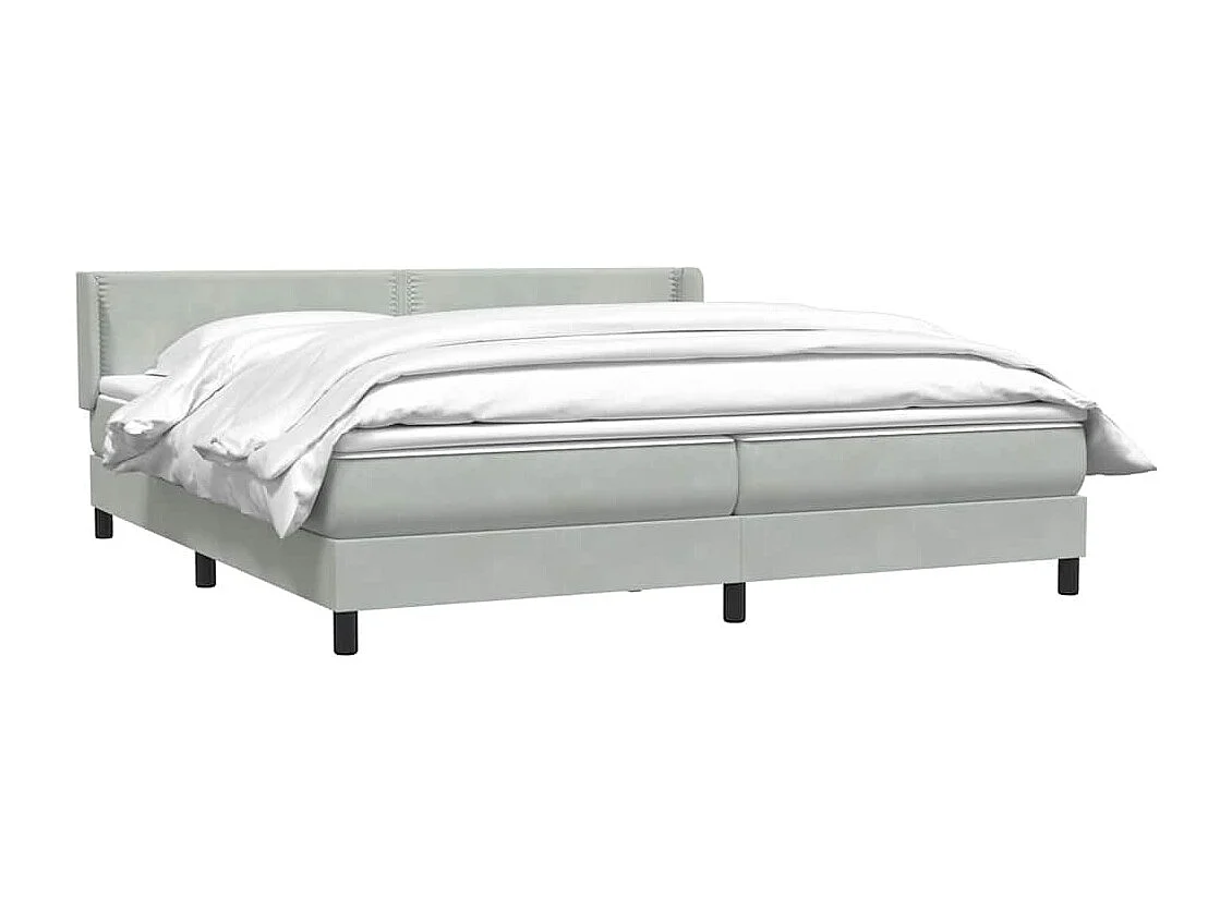 Cama com molas/colchão 180x210 cm veludo cinzento-claro