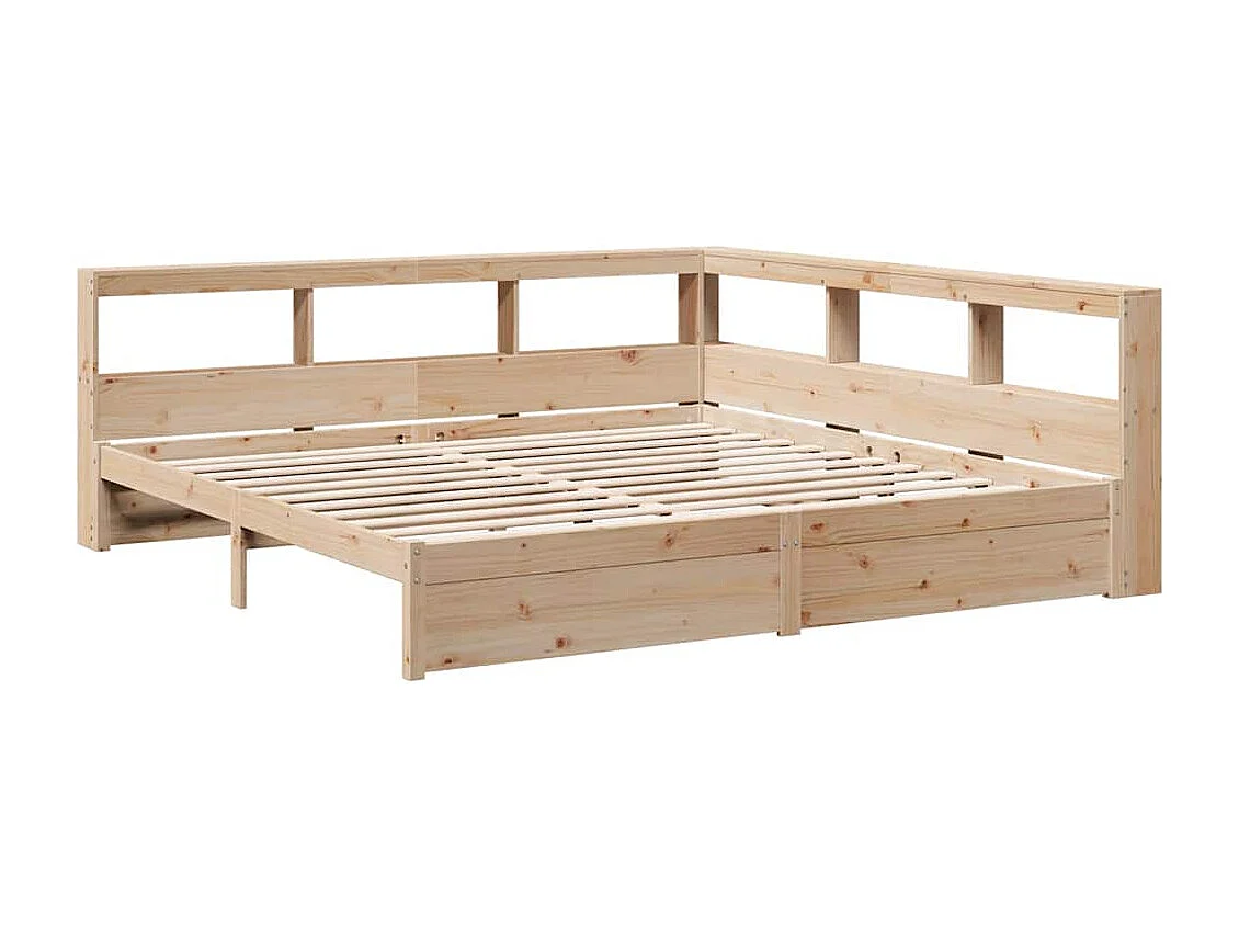 Bed met boekenkast zonder matras massief grenenhout 200x200 cm