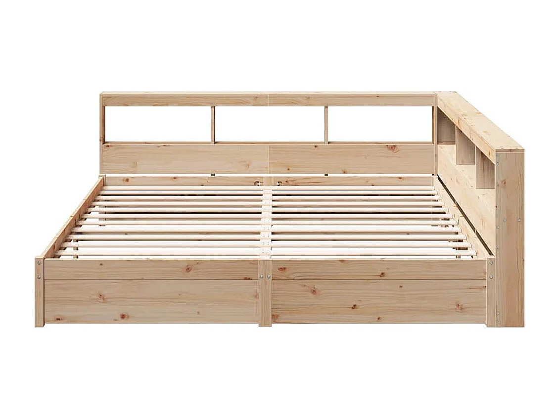 Bed met boekenkast zonder matras massief grenenhout 200x200 cm