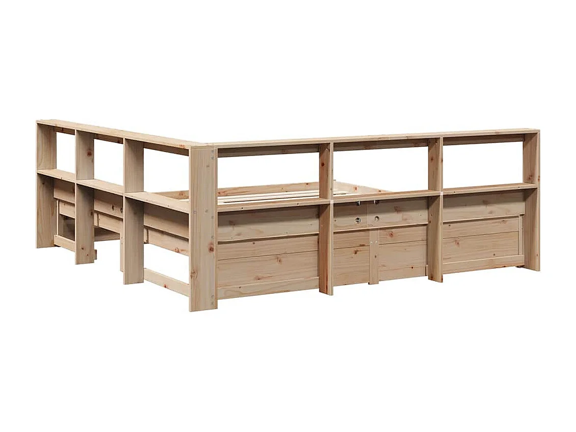 Bed met boekenkast zonder matras massief grenenhout 200x200 cm